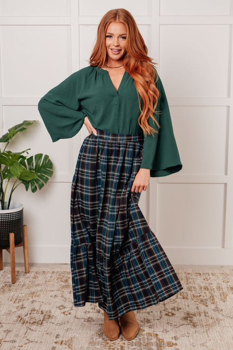 Tiered Plaid Maxi Skirt