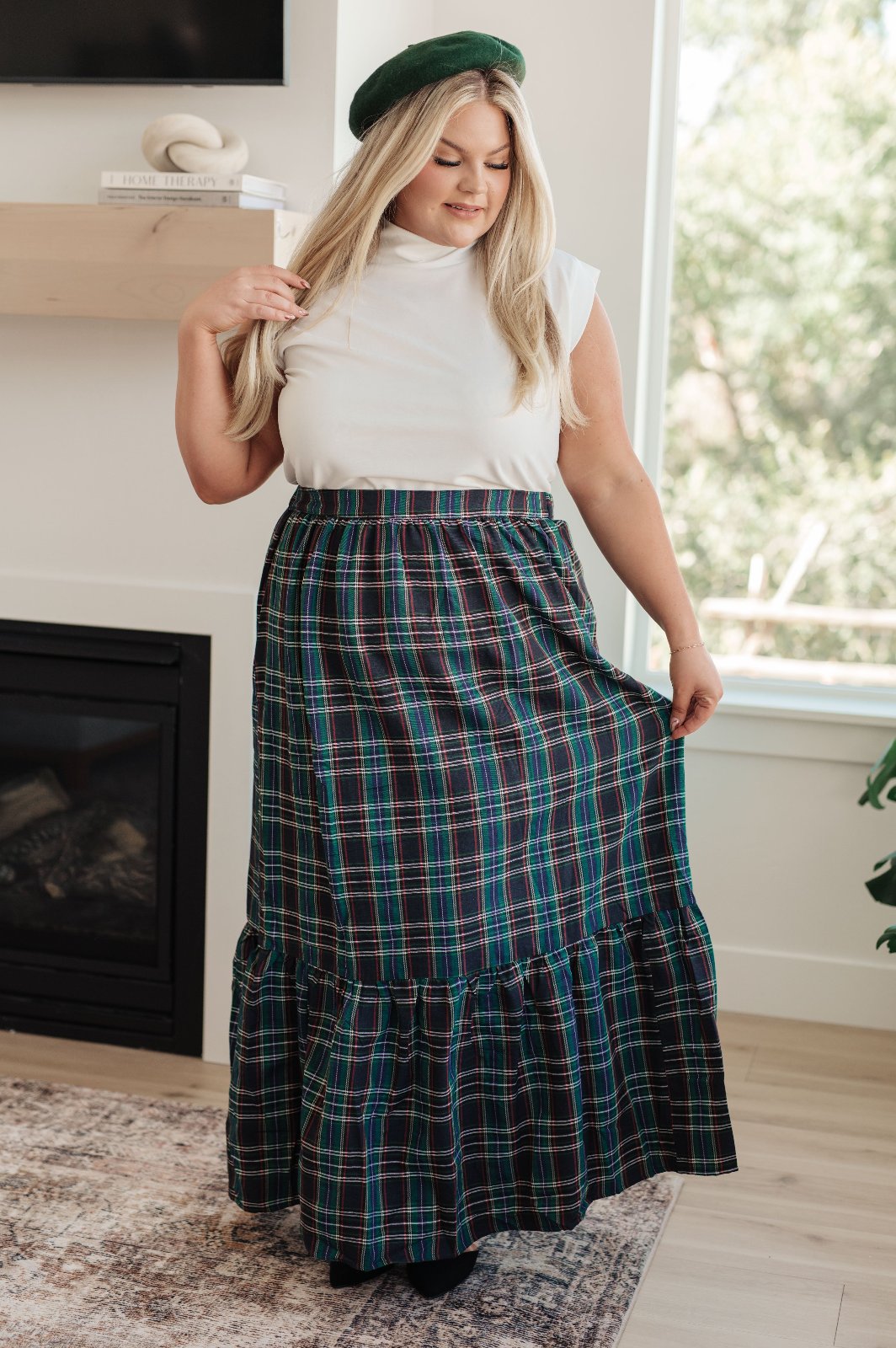 Tiered Plaid Maxi Skirt