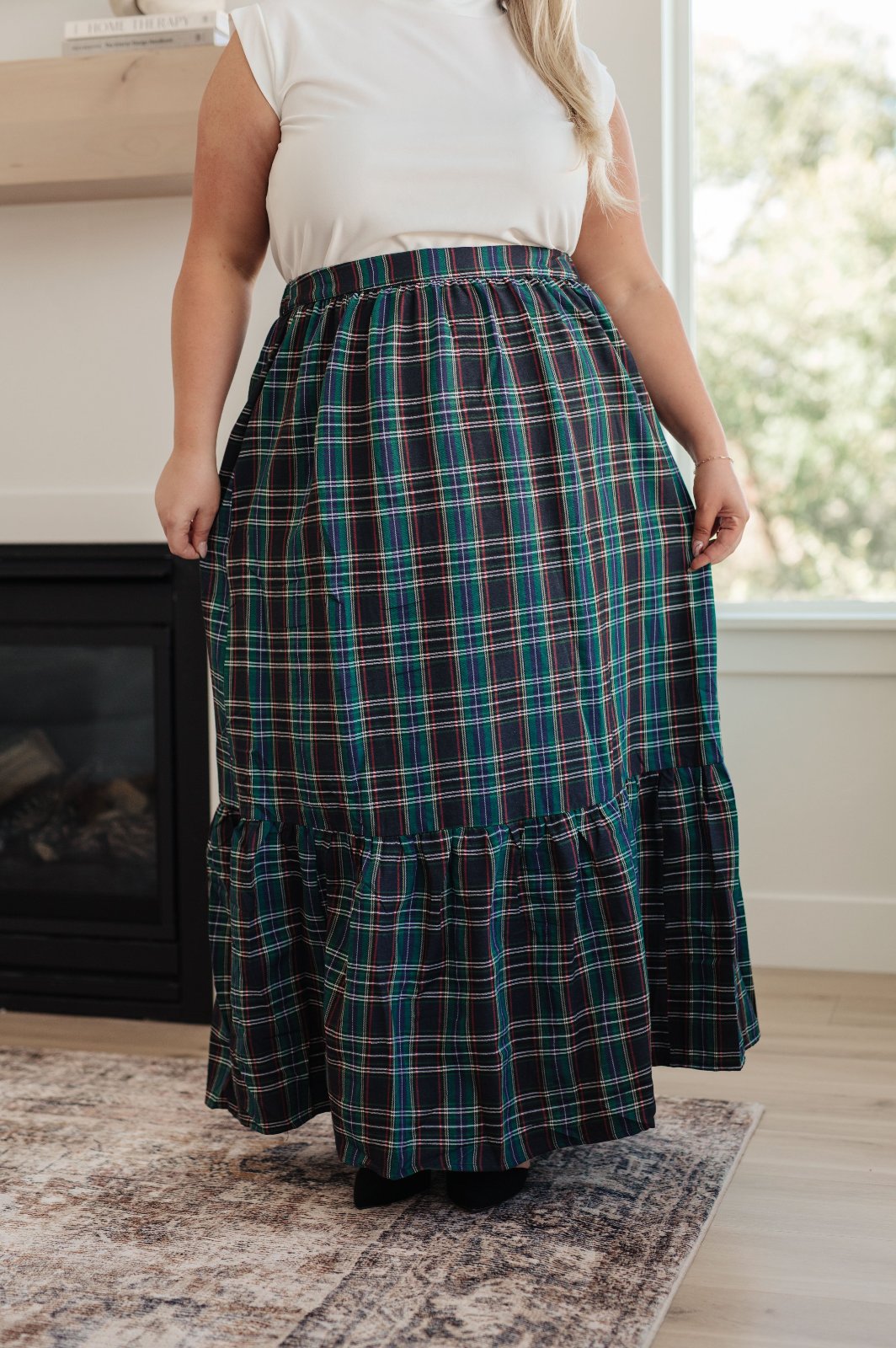 Tiered Plaid Maxi Skirt