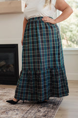 Tiered Plaid Maxi Skirt