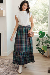 Tiered Plaid Maxi Skirt