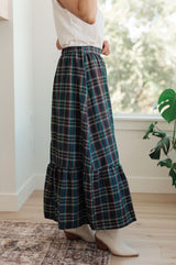 Tiered Plaid Maxi Skirt