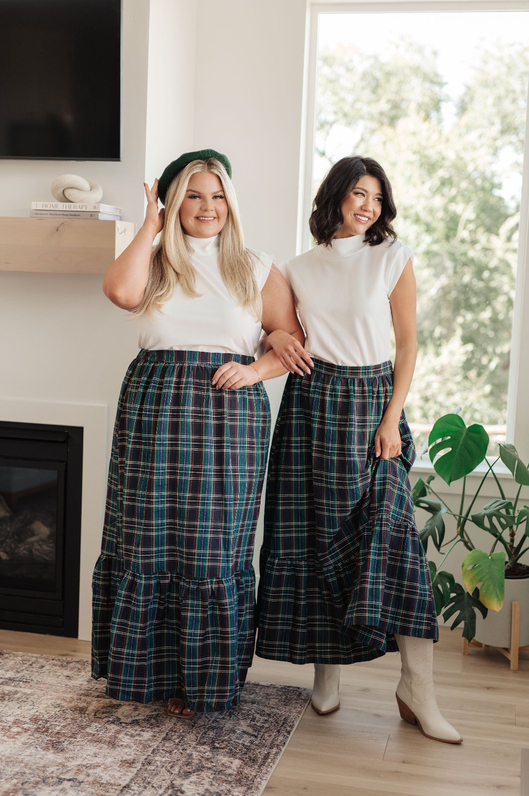 Tiered Plaid Maxi Skirt