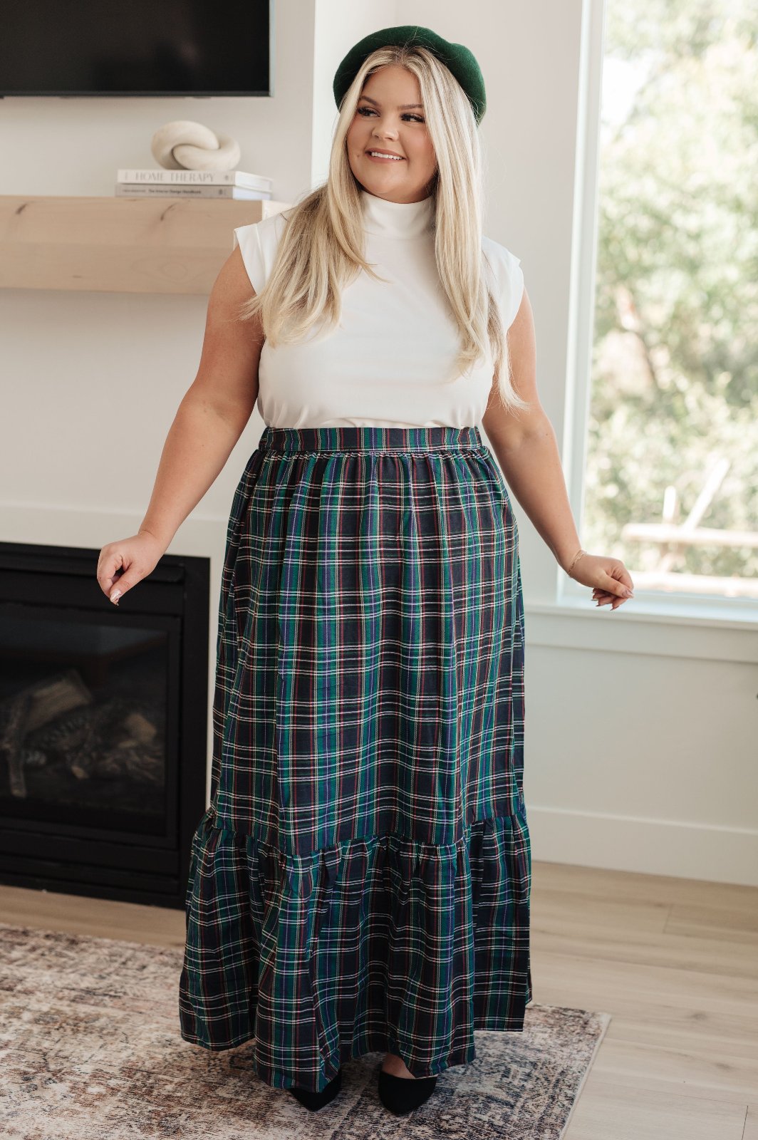 Tiered Plaid Maxi Skirt