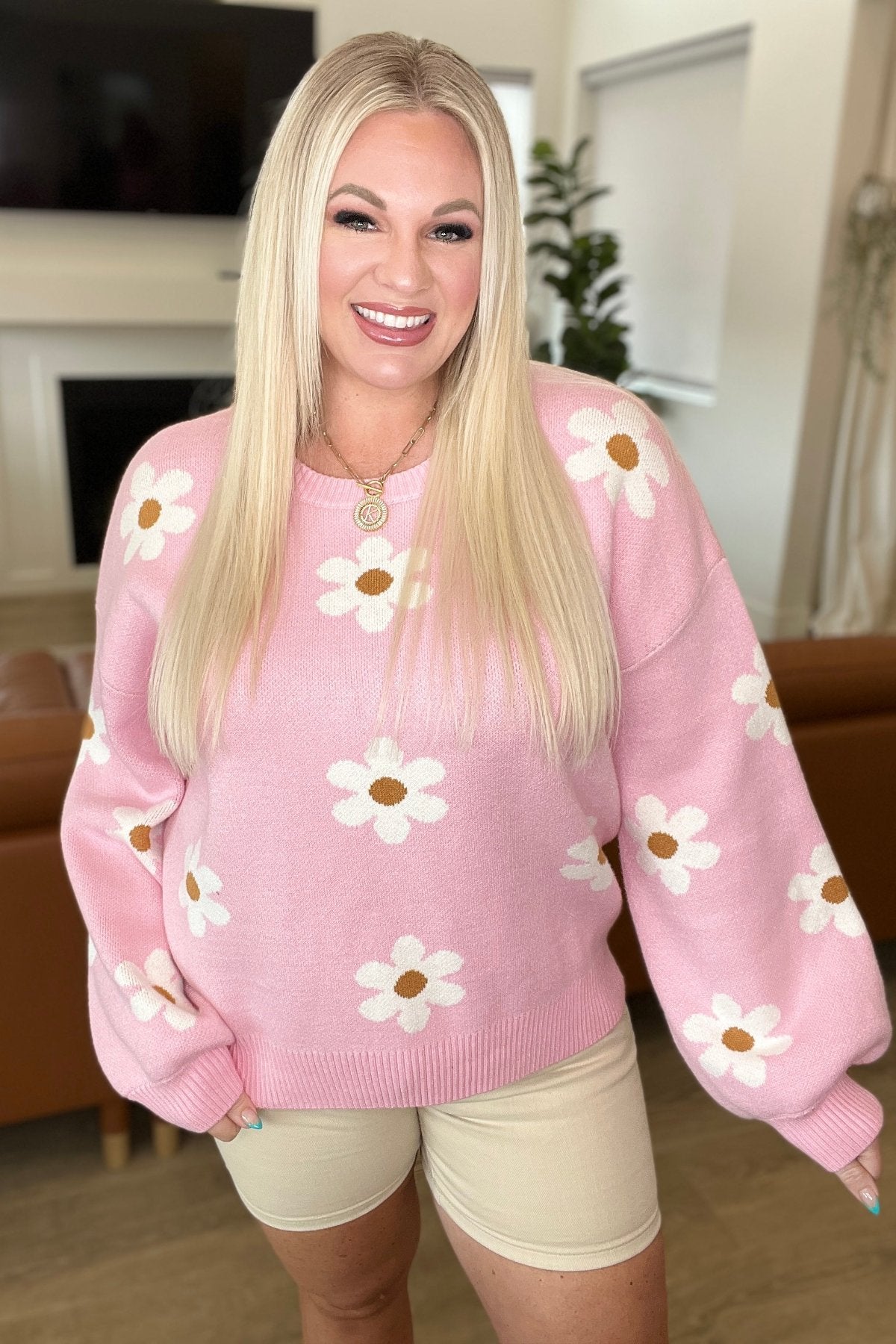 Pretty Pink Floral Sweater