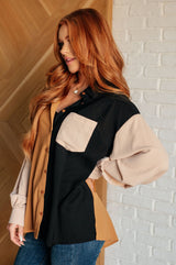 black and gold color block button up blouse