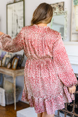 Tiered Animal Print Dress in Burgundy