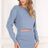 blue Ribbed Knit Mini Skirt Set