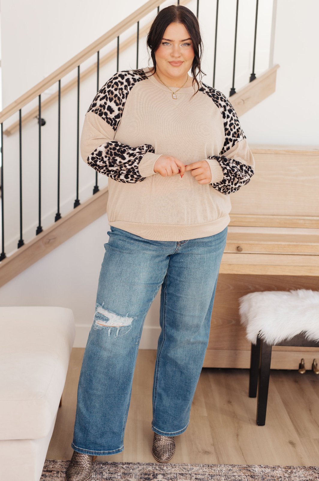 Beige Safari Animal Print Top