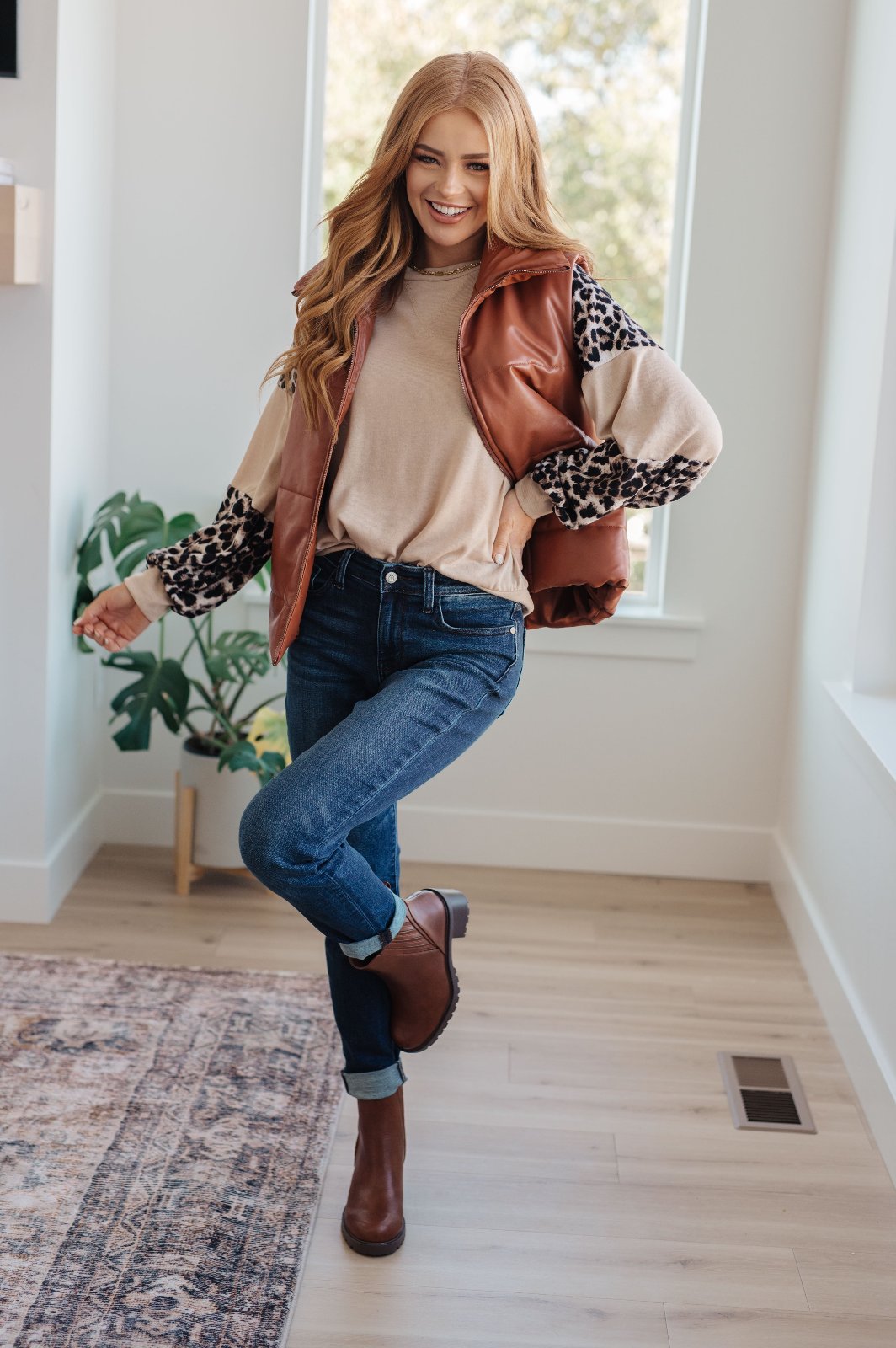 Beige Safari Animal Print Top