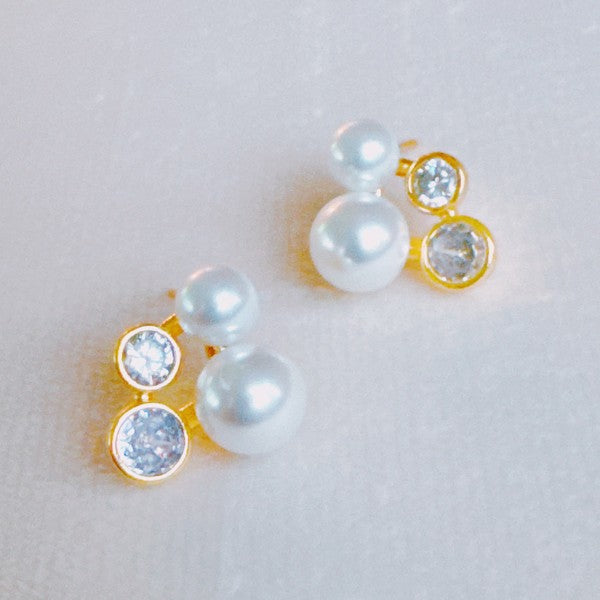 Sparkly Pearl Stud Earrings