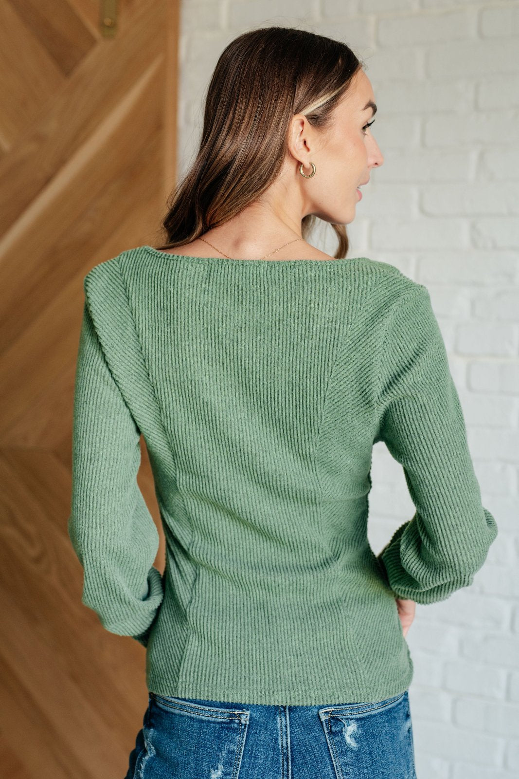 size small back view Sage Textures Scoop Neck Top