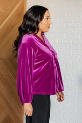 Purple Velvet Balloon Sleeve Top