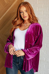 Purple Velvet Balloon Sleeve Top