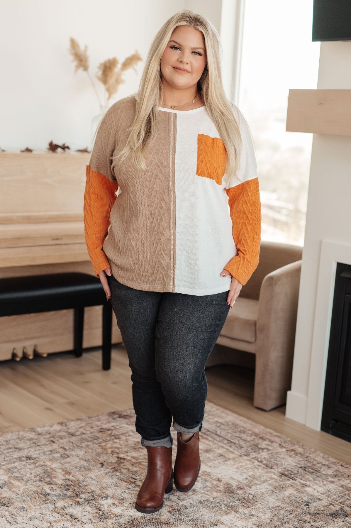 Fall for You Color Block Knit Top
