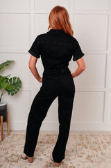 Judy Blue Control Top Black Denim Jumpsuit