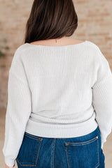 Ivory Ribbed Knit V Neck Sweater