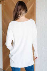 V-Neck Front Seam Sweater in Ivory back