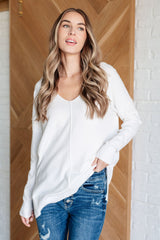 V-Neck Front Seam Sweater in Ivory front 