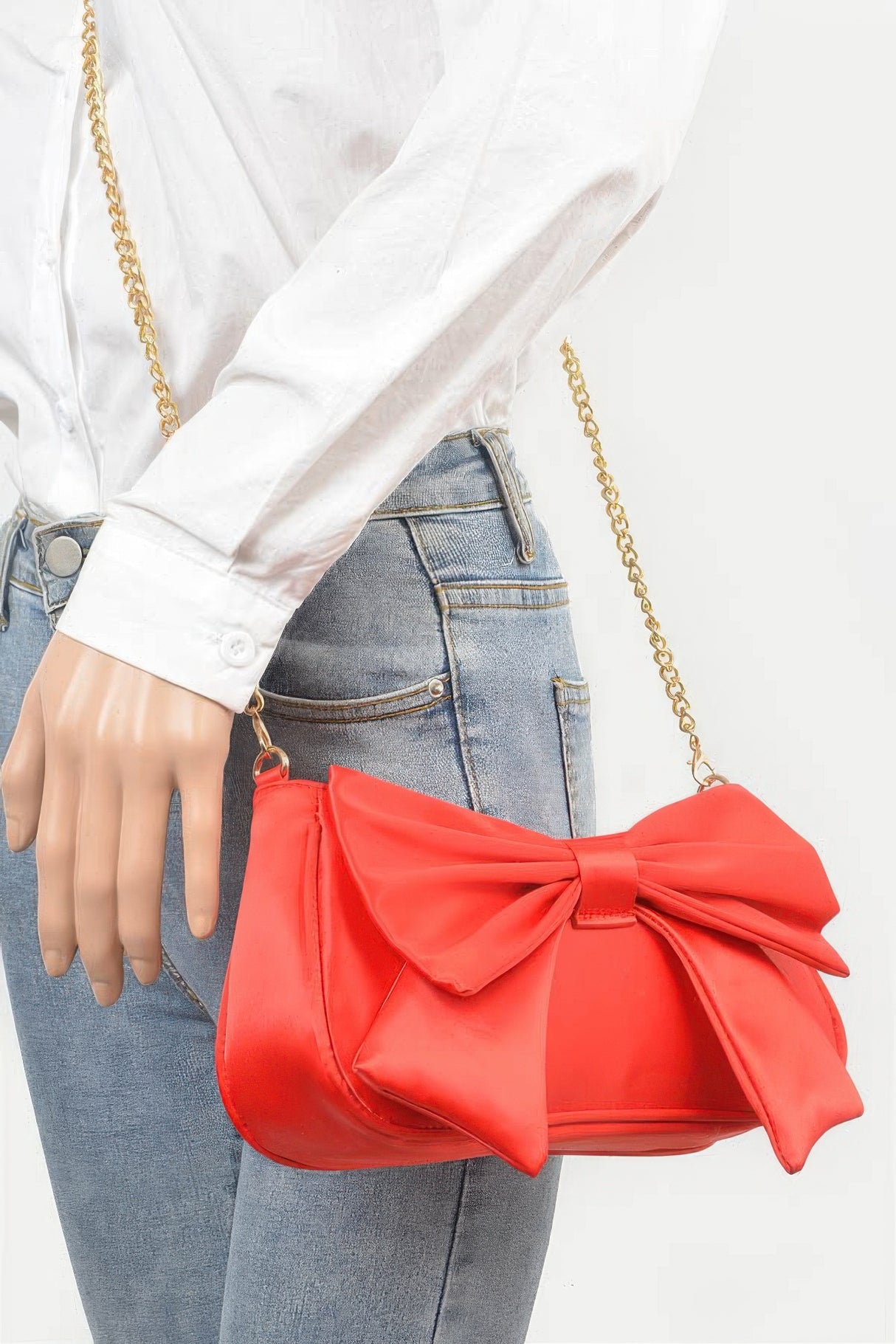 red Satin Bow Shoulder Bag