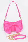 fuchsia Satin Bow Shoulder Bag