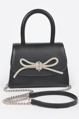 Black Faux Leather Top Handle Clutch