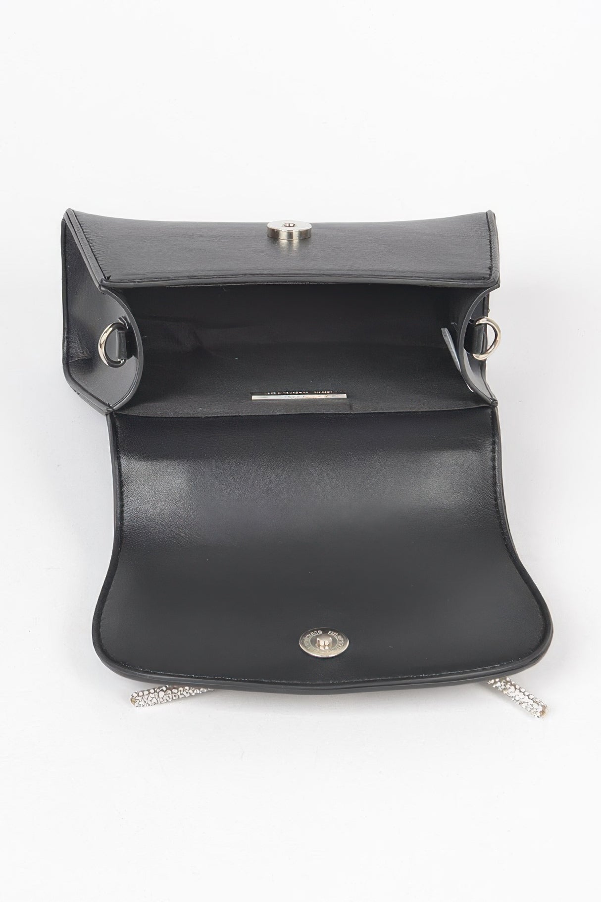 Black Faux Leather Top Handle Clutch