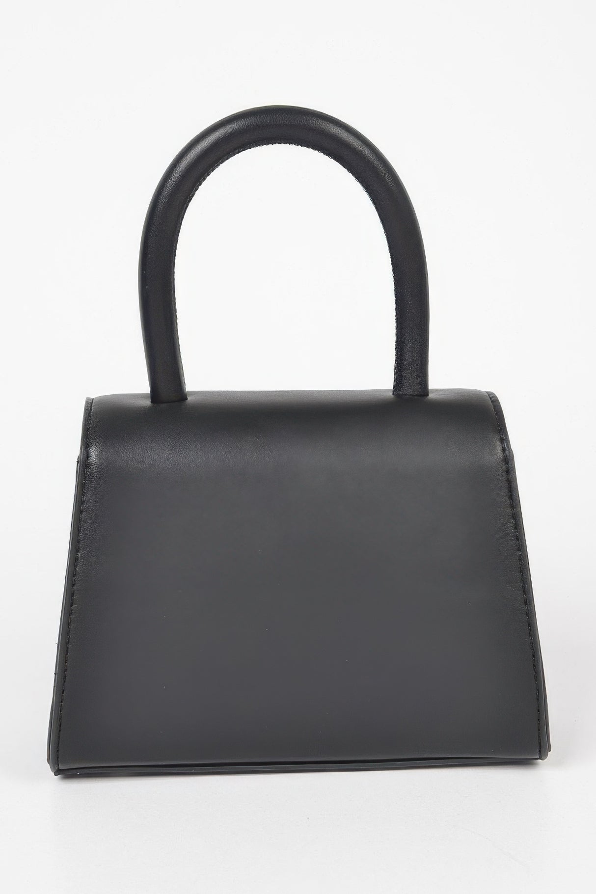 Black Faux Leather Top Handle Clutch