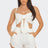 White Twisted Bow Bra Top & Shorts Set