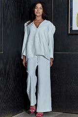 white business CASUAL LOOSE FIT BLAZER AND PANTS set