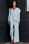 white business CASUAL LOOSE FIT BLAZER AND PANTS set