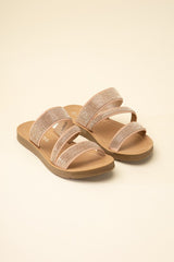 rosy nude Dazzling Rhinestone Strap Sandals