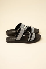 Black Dazzling Rhinestone Strap Sandals