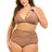 front view of coffee Plus Size Ruched Front High Waisted Bikini