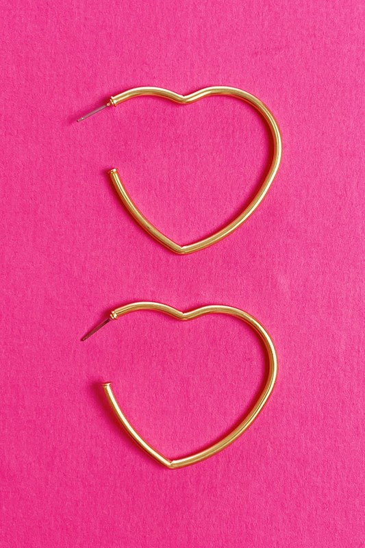 Matte Gold Heart Earrings