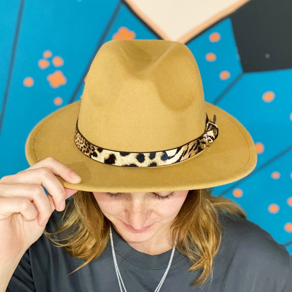 Leopard Belt Fedora Hat