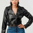 Black Zipped Up Faux Leather Jacket