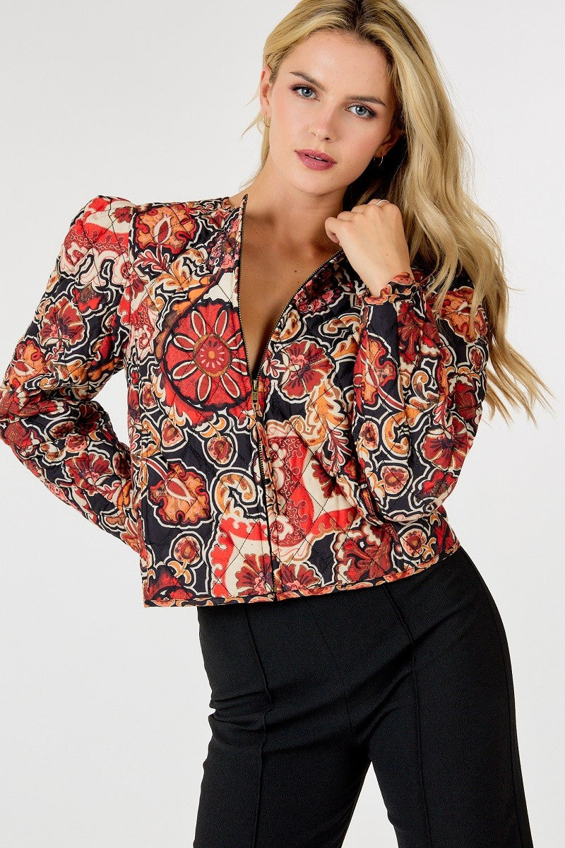 Quilted Multi-Print Jacket