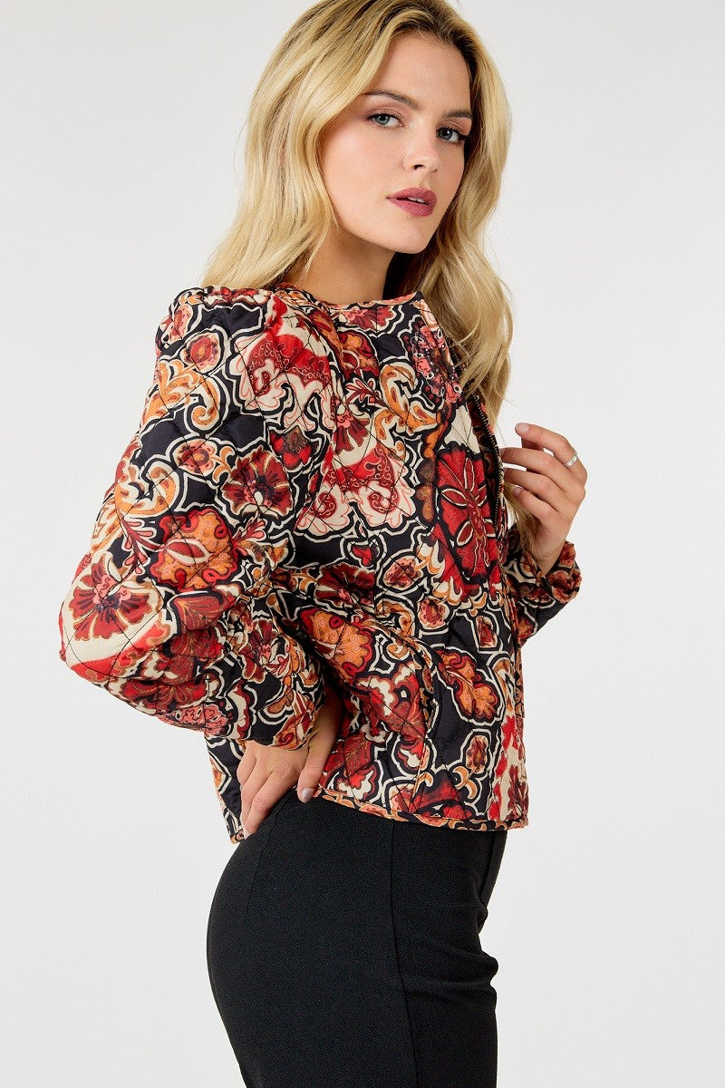 Quilted Multi-Print Jacket