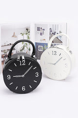 black and white faux leather clock novelty handbags