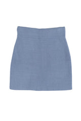 blue Ribbed Knit Mini Skirt