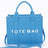 blue Small Faux Leather Tote Bag