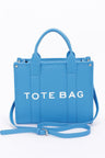 blue Small Faux Leather Tote Bag