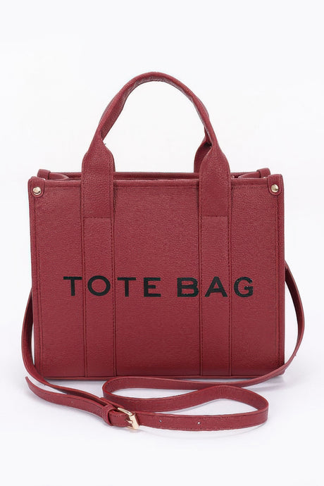 burgundy Small Faux Leather Tote Bag