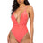 pink Low V-Neck One Piece Swimsuit