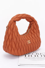 Quilted Faux Leather Hobo Bag camel close up