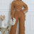 Camel Sweater Knit Fringe Pant Set