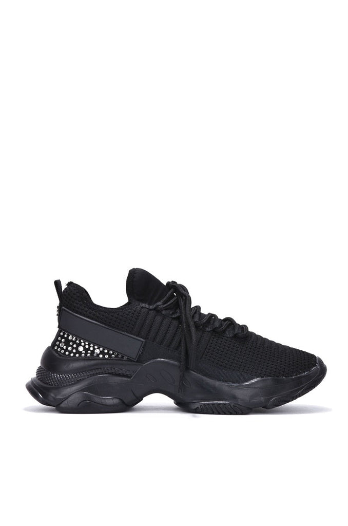 Low Top Rhinestone Sneakers - Black