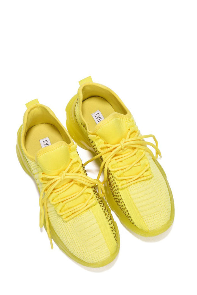Low Top Rhinestone Sneakers - Yellow