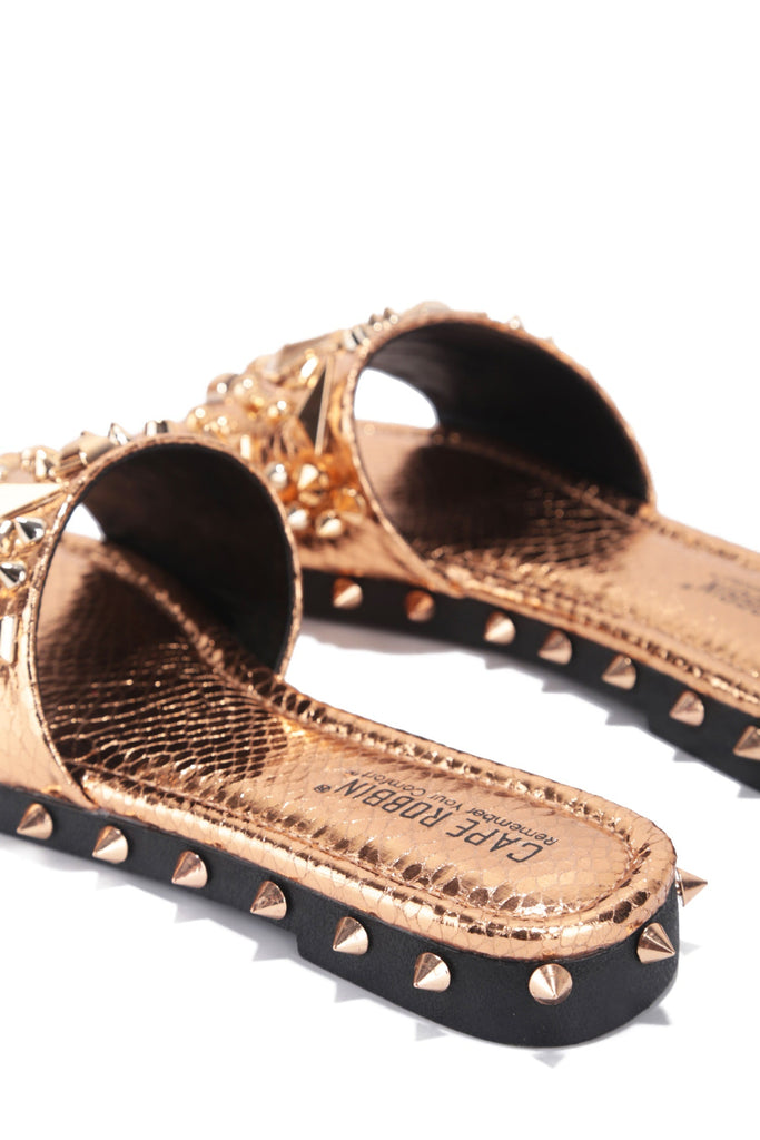 Rose Gold Spiked Slide Sandals
